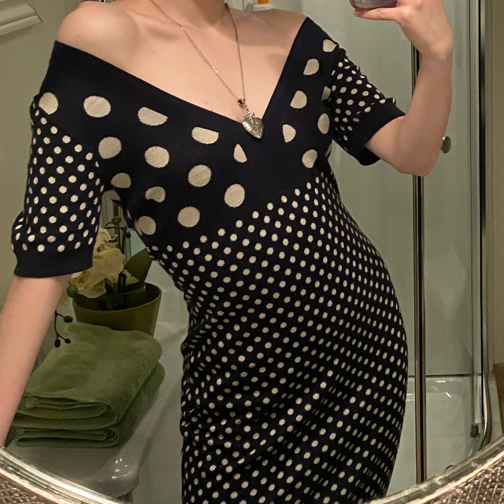 Elegant Black and White Polka Dot Dress